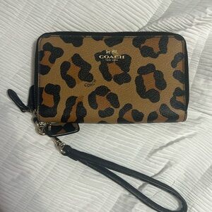 Coach leopard wristlet